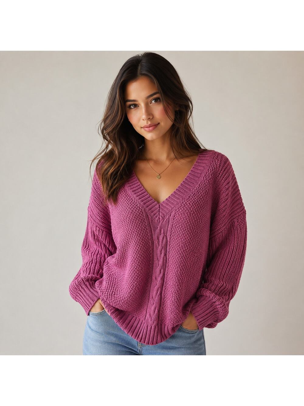 GAP purple v-neck knit sweater small preppy